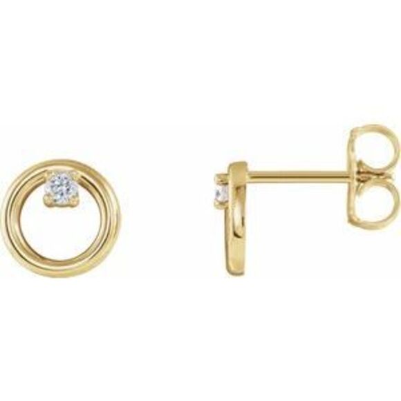 Kazi Luxury Jewelry - Kazi Luxury 14K Yellow Gold .06 CTW Natural Diamond Circle Earrings